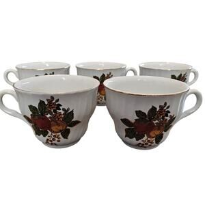 Vintage Enoch Wedgwood English Harvest Teacups Floral Coffee Cups 5-Set Cottage